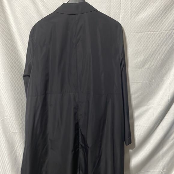 Sanyo 3x black 💯 polyester long rain coat ling back walking pleat euc - Picture 9 of 11